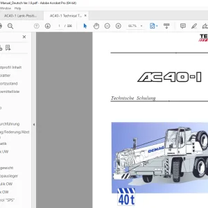 Terex Demag Kran AC40-1 Technische Schulung Handbuch PDF