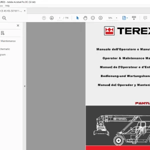 Terex Fantuzzi Reggiane CS 45 KM Operator & Parts manual + Electrical & Hydraulic Diagrams Manual