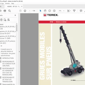 Terex Grues Mobile RT100 Utilisation et entretien - PDF DOWNLOAD