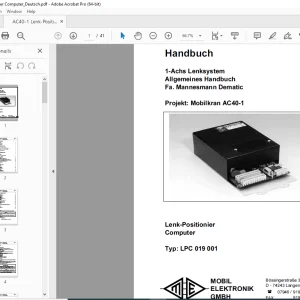Terex Kran Mobilkran AC40-1 Achs Lenksystem Allgemeines Handbuch PDF