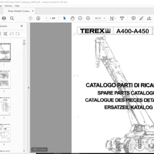 Terex Mobile Crane A400-A450 Parts Manual 34465 - PDF DOWNLOAD