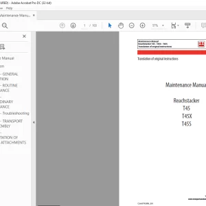Terex Reachstacker T45 T45X T45S Maintenance Manual - PDF DOWNLOAD