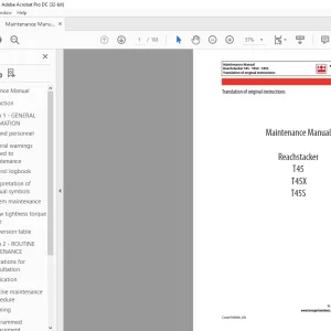 Terex Reachstacker T45/T45X/T45S Maintenance Manual - PDF DOWNLOAD