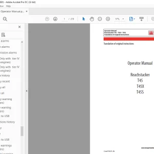 Terex Reachstacker T45 T45X T45S Operator Manual - PDF DOWNLOAD