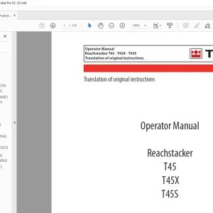 Terex Reachstacker T45 T45X T45S Operator Manual - PDF DOWNLOAD