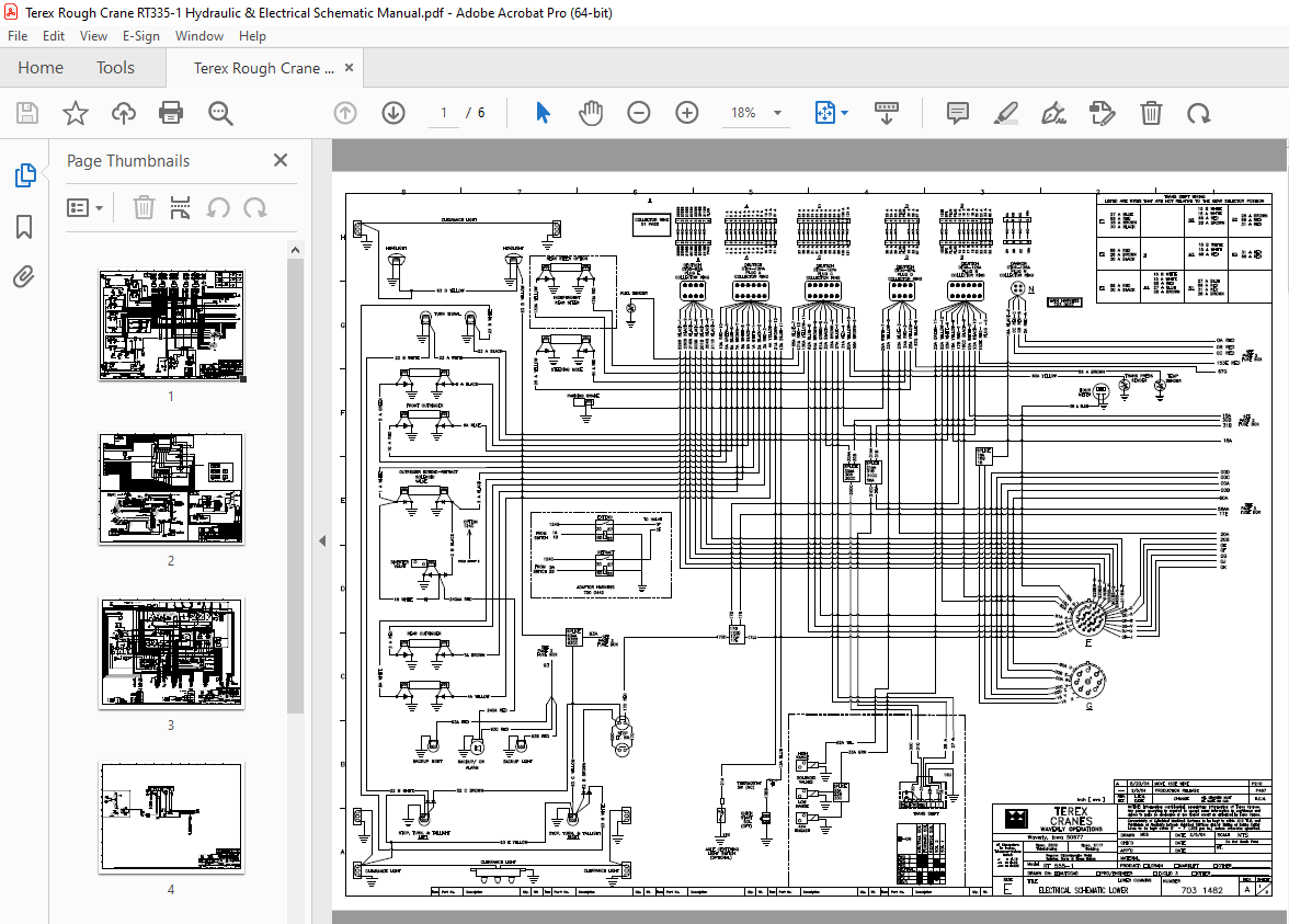 Terex Rough Crane RT335-1 Hydraulic & Electrical Schematic Manual PDF ...