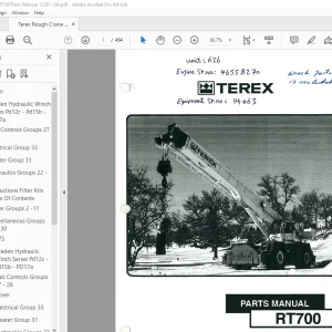 Terex Rough Crane RT700 Parts Manual 12261-264 - PDF DOWNLOAD