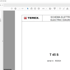 Terex T 45 S ELECTRIC DIAGRAM Manual Serial no 502024
