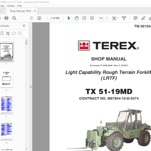 Terex TX 51-19MD Rough Terrain Forklift Shop Manual - PDF DOWNLOAD