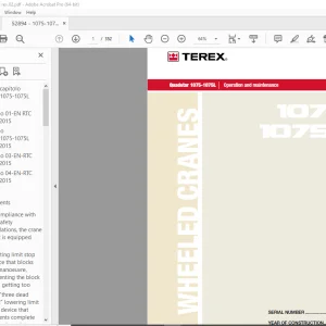 Terex Wheeled Crane Quadstar 1075-1075L Operation & Maintenance Manual PDF
