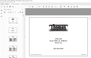 Thomas Built BUSES ER-TRANSIT 1998-1999 ELECTRICAL WIRING MANUAL TBB85410217