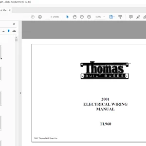Thomas Built BUSES TL960 2001 ELECTRICAL WIRING MANUAL 85410307