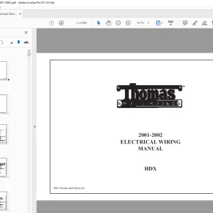 Thomas Built Buses HDX  2001-2002 ELECTRICAL WIRING MANUAL