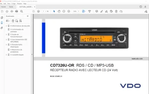 VDO CD7326U-OR RDS / CD / MP3-USB RÉCEPTEUR RADIO(24 Volt) MODE D'EMPLOI PDF