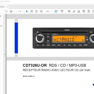 VDO CD7326U-OR RDS / CD / MP3-USB RÉCEPTEUR RADIO(24 Volt) MODE D'EMPLOI PDF