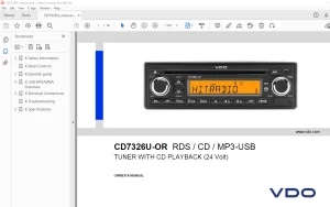VDO CD7326U-OR RDS / CD / MP3-USB TUNER WITH CD PLAYBACK Owner's Manual PDF
