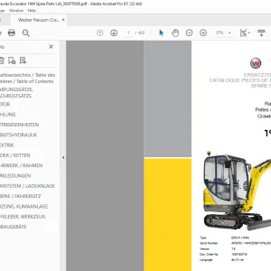 Wacker Neuson Crawler Excavator 1404 Spare Parts List Manual_392070506