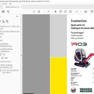 Wacker Neuson Crawler Excavator 1903 Spare Parts List Manual PDF