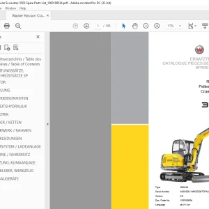 Wacker Neuson Crawler Excavator 3503 Spare Parts List manual PDF