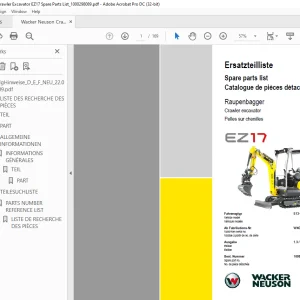 Wacker Neuson Crawler Excavator EZ17 Spare Parts List Manual - PDF DOWNLOAD
