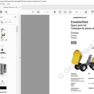 Wacker Neuson Dumper 850 Spare Parts List Manual  - PDF DOWNLOAD