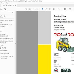 Wacker Neuson Kompaktlader 701s 701sp Ersatzteilliste Manual