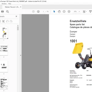 Wacker Neuson Lifton Dumper 1001 Spare Parts List Manual