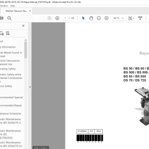 Wacker Neuson Ramer BS 50 BS 60 BS 70 BS 500 BS 600 BS 700 Repair Manual