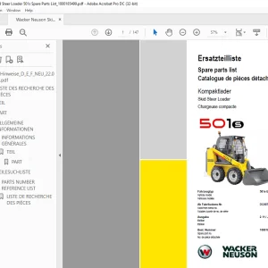 Wacker Neuson Skid Steer Loader 501s Spare Parts List Manual