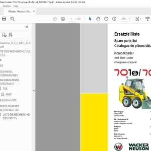 Wacker Neuson Skid Steer Loader 701s 701sp Spare Parts List Manual 1000186575 PDF