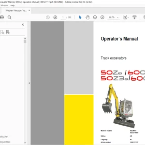 Wacker Neuson Track Excavator 50Z³ 6003 50Z3(2) 6003(2) Operator’s Manual
