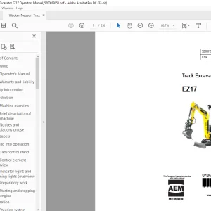 Wacker Neuson EZ17 Compact Excavator Operator’s Manual – PDF Download