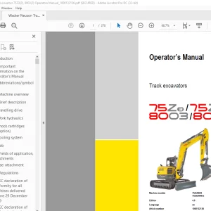 Wacker Neuson Track Excavators 75Z3 75Z32 8003 80032 Operator’s Manual