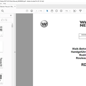 Wacker Neuson Walk-Behind Rollers RD 7H-ES Parts Manual PDF