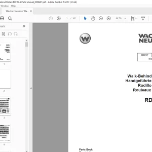 Wacker Neuson Walk-Behind Rollers RD 7H-S Parts Manual - PDF