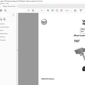 Wacker Neuson Wheel Loaders 750T Operators Manual - PDF DOWNLOAD