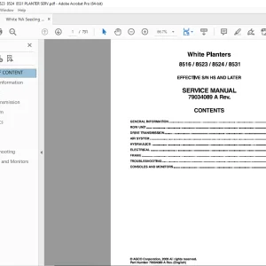 White Planters NA Seeding 8516 8523 8524 8531 PLANTER SERVICE MANUAL PDF DOWNLOAD
