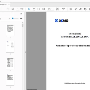 XCMG Excavadora HidráulicaXE230 XE250C Manual de operación y mantenimiento - PDF