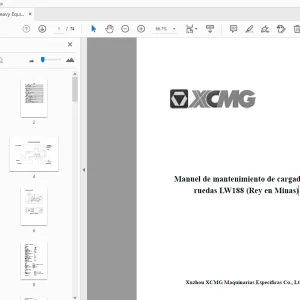 XCMG LW188 cargador de ruedas Manual de mantenimiento - PDF