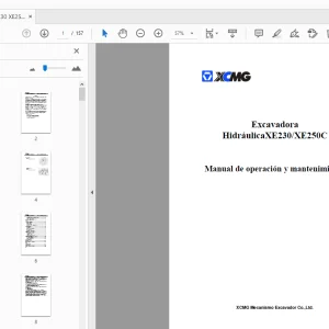 XCMG XE230/XE250C Hidráulica Excavadora Manual de operación y mantenimiento - PDF