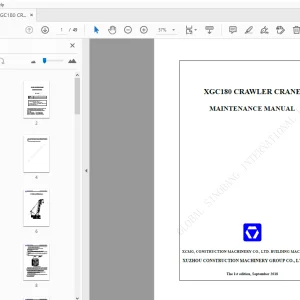 XCMG XGC180 CRAWLER CRANE MAINTENANCE MANUAL - PDF