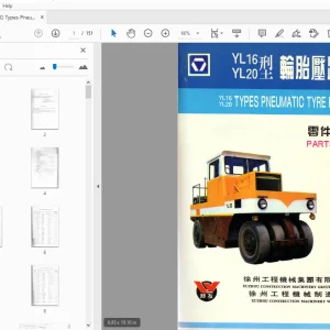 XCMG YL16-YL20 Types Pneumatic Tyre Roller Parts Manual - PDF