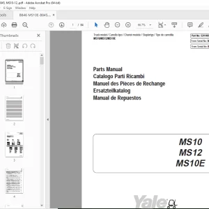 Yale Forklift (B846) MS10 MS12 MS10E Parts Manual PN 524148914 PDF