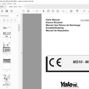 Yale Forklift (B846) MS10 MS12 Parts Manual PN 272494200 - PDF DOWNLOAD