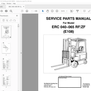 Yale Forklift ERC 040-065 RF/ZF (E108) Service Parts Manual PDF