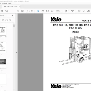 Yale Forklift ERC 100 HG, ERC 120 HG, ERC 70 HG, ERC 80 HG (A839) Parts Manual PDF
