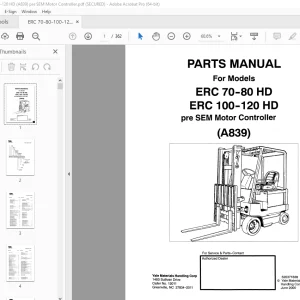Yale Forklift ERC 70-80 HD ERC 100-120 HD (A839) Parts Manual PDF