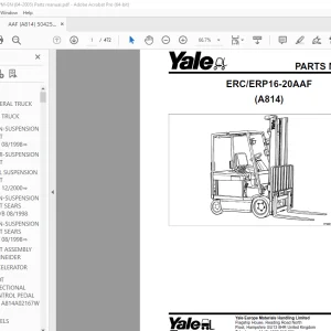 Yale Forklift ERC/ERP16-20AAF (A814) Parts Manual - PDF DOWNLOAD