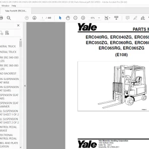 Yale ERC040RG ERC040ZG ERC050RG ERC050ZG ERC060RG ERC060ZG ERC065RG ERC065ZG (E108) Parts Manual PDF