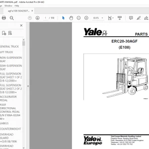 Yale Forklift ERC20-30AGF (E108) Parts Manual - PDF DOWNLOAD